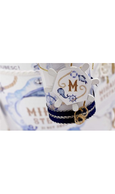 Lumanare stalp botez cu tematica nautica Marine Nautical Pastel 9
